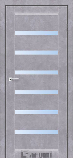 Міжкімнатні двері Дарумі/ Darumi Vela Сірий бетон (зі склом сатин)