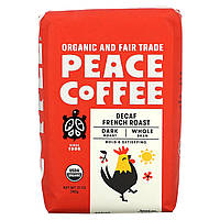 Кофе тёмного способа обжаривания Peace Coffee, Organic French Roast, Whole Bean, Dark Roast, Decaf, 12 oz (340