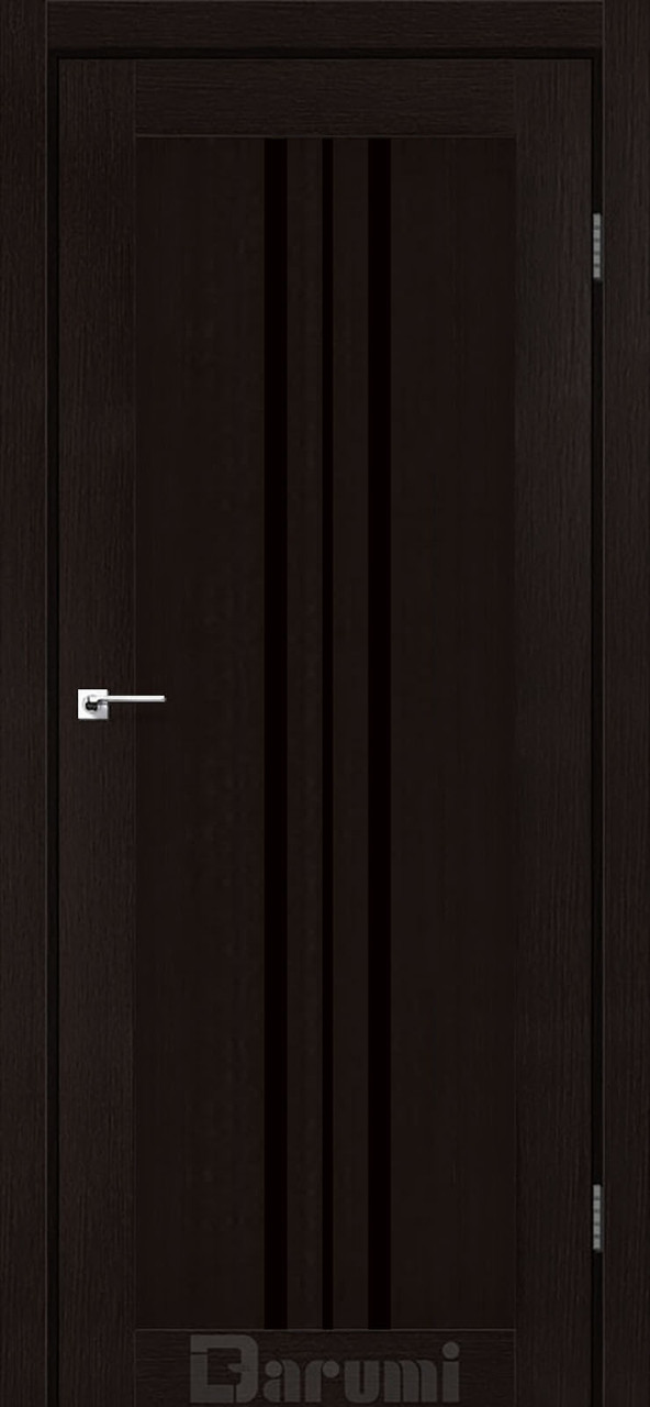 Міжкімнатні двері Дарумі/ Darumi Stella Дуб честнат (з чорним склом)
