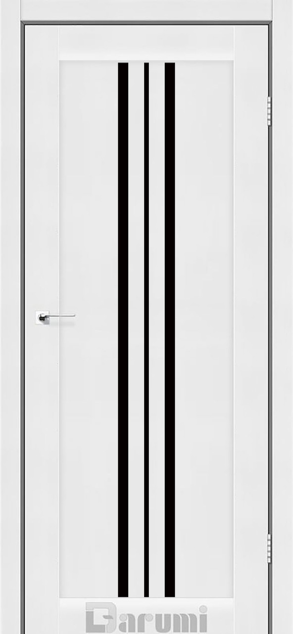 Міжкімнатні двері Дарумі/ Darumi Stella Білий текстурний (з чорним склом)