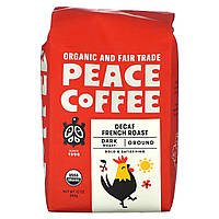 Кофе тёмного способа обжаривания Peace Coffee, Organic French Roast, Ground, Dark Roast, Decaf, 12 oz (340 g)