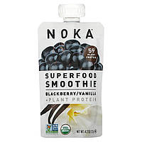 Пакетики для выдавливания Noka, Superfoood полосы + растительный белок, ежевика, ваниль, 4,22 унции (120 г)