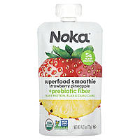 Пакетики для выдавливания Noka, Superfood Smoothie + Plant Protein, Strawberry, Pineapple, 4.22 oz (120 g)