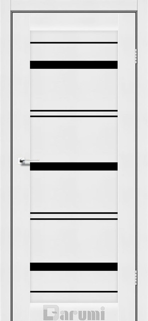 Міжкімнатні двері Дарумі/ Darumi Darina Білий текстурний (з чорним склом)