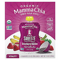 Пакетики для выдавливания Mamma Chia, Organic Chia Squeeze Vitality Snack, Strawberry Banana, 4 Pack, 3.5 oz