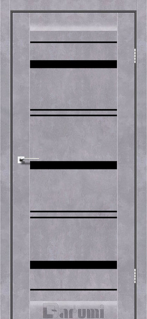 Міжкімнатні двері Дарумі/ Darumi Darina Сірий бетон (з чорним склом)