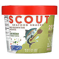 Тунец Scout, Seafood Snacks, Wild Yellowfin Tuna in Olive Oil + Za'Atar Crunchy Topper, 5.1 oz (145 g)
