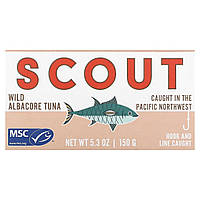 Тунец Scout, Wild Albacore Tuna, 5.3 oz (150 g) Доставка від 14 днів - Оригинал