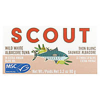 Тунец Scout, Wild White Albacore Tuna In Extra Virgin Olive Oil, 3.2 oz (90 g) Доставка від 14 днів - Оригинал
