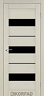 Двери межкомнатные Корфад/ KORFAD PR-12 Дуб беленый (с черным стеклом)