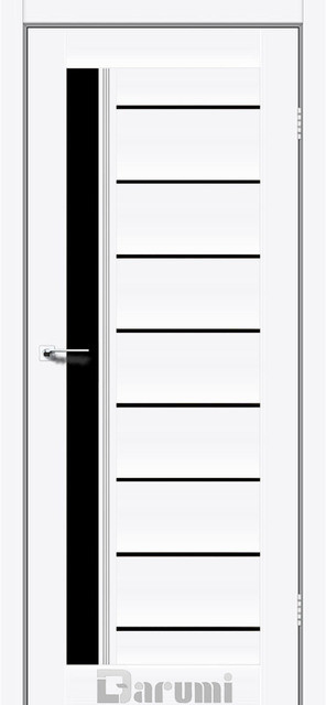 Міжкімнатні двері Дарумі/ Darumi Bordo Білий матовий (з чорним склом)