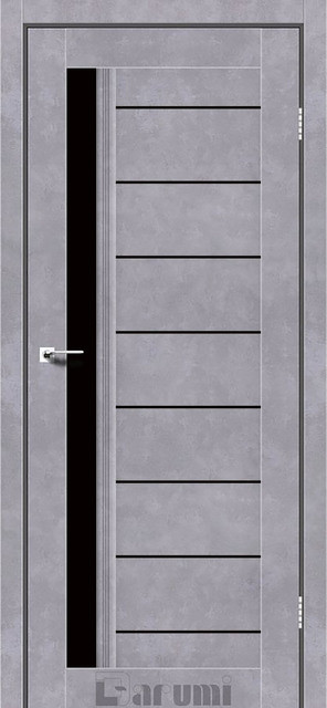 Міжкімнатні двері Дарумі/ Darumi Bordo Сірий бетон (з чорним склом)