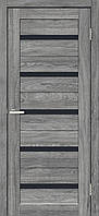 Двері міжкімнатні Doors Smart C026 Дуб сієрра ПВХ (з чорним склом)