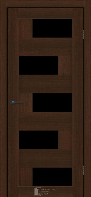 Двері міжкімнатні КФД/ KFD Palmira Каштан ПВХ (з чорним склом), фото 1