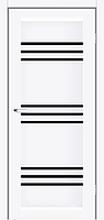 Двери межкомнатные КФД/ KFD Trio Белый матовый (с черным стеклом)