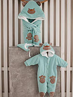 Зимовий набір на виписку для новонародженого 3 предмети "Панда"