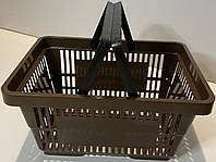 Корзина пластиковая покупательская 22 (20) л, корзинка для покупок коричневого цвета