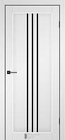 Двери межкомнатные КФД/ KFD Petra Серый матовый ПП (с черным стеклом)