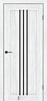 Двери межкомнатные КФД/ KFD Petra Бук шале ПВХ (с черным стеклом)