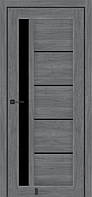 Двери межкомнатные КФД/ KFD Grand Бук графит ПВХ (с черным стеклом)