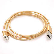 Магнітний кабель USB 2.0 / Lighting, 1m, 2А, індикатор заряду, тканинна оплетка, знімач, Gold, Blister ( під
