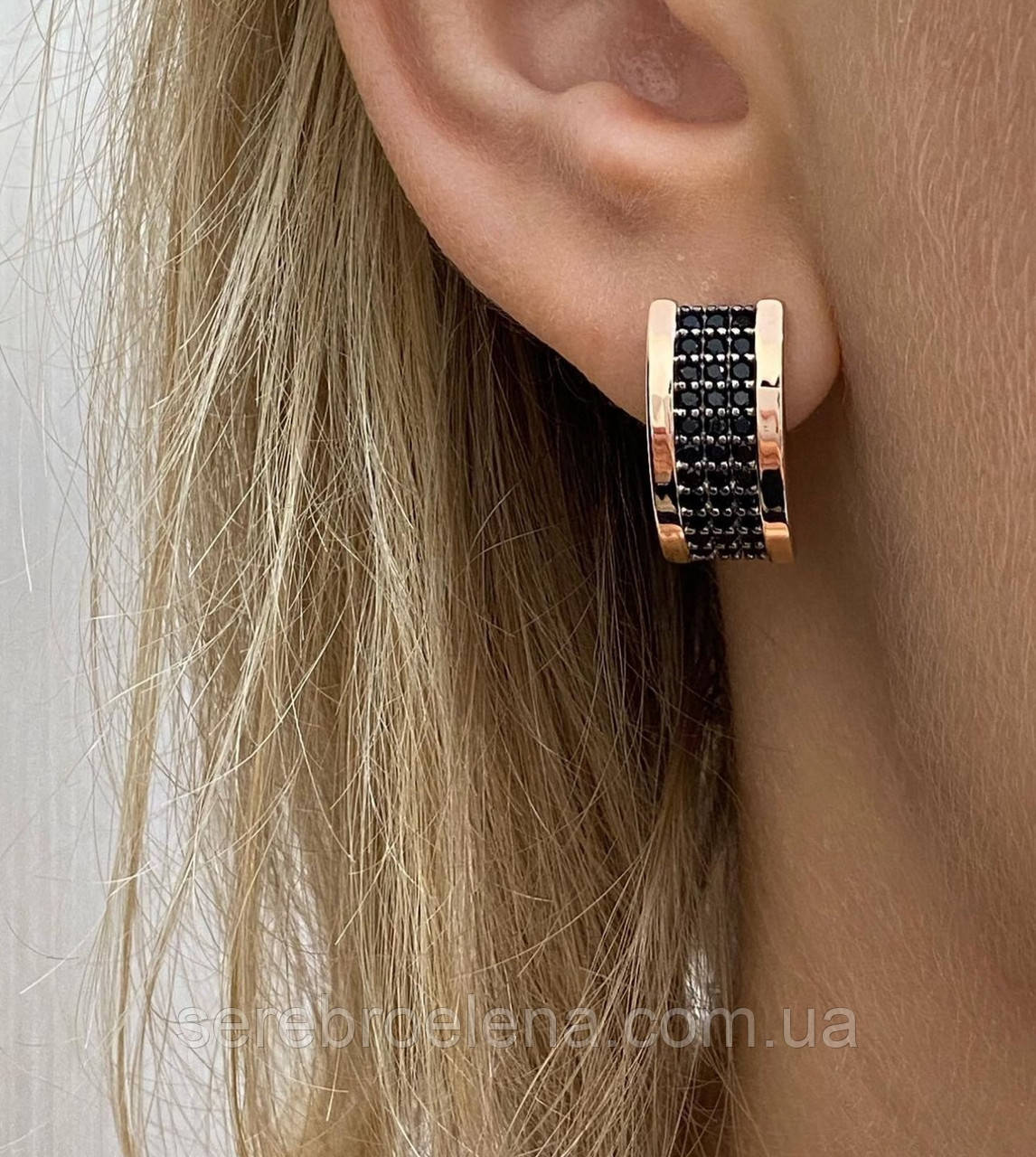 Срібні жіночі сережки з золотими вставками 0315.10, фото 1