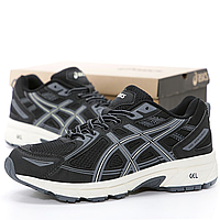 Кроссовки мужские и женские Asics Gel Venture 6 Black Grey Beige / Асикс гель вентур 6 черные