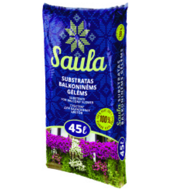 Торф'яний субстрат Saula для балконних квітів (фракція 0-20 мм, pH 5.5-6.5), 45 л