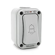 Кнопка дзвінка одинарна, зовнішнього монтажу, водонепроникна, IP66, AC: 110-250V, 16A, Grey