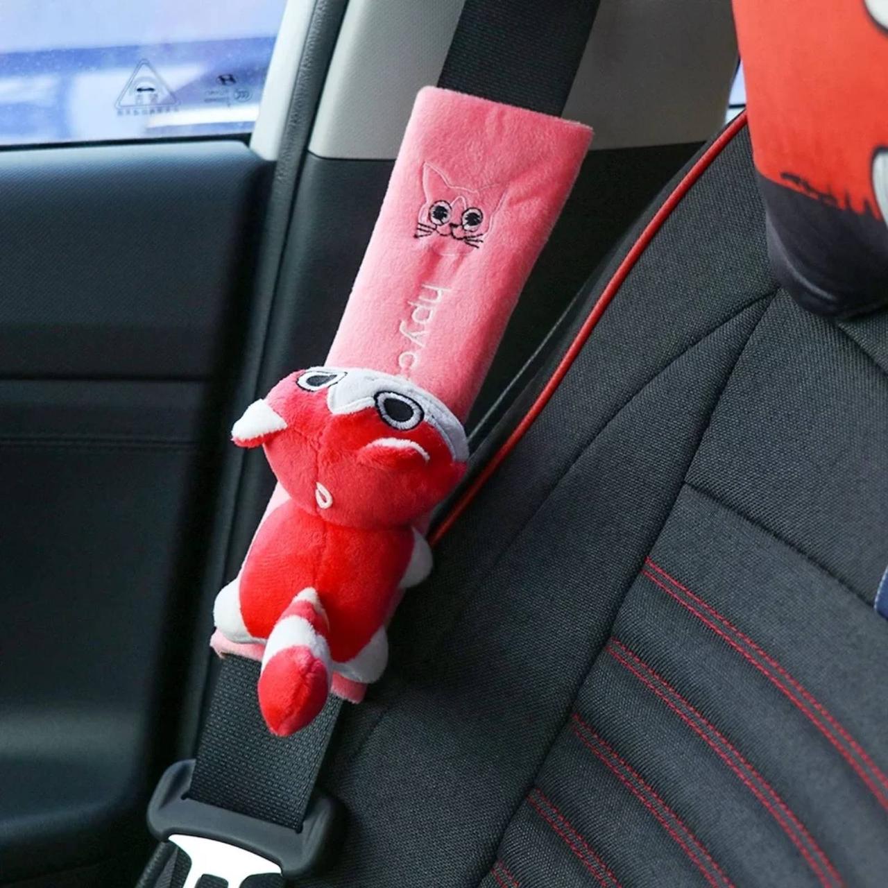 Червоний котик декоративна прикраса на ремінь безпеки, сумку, рюкзак. Ремінь безпеки для дитини.