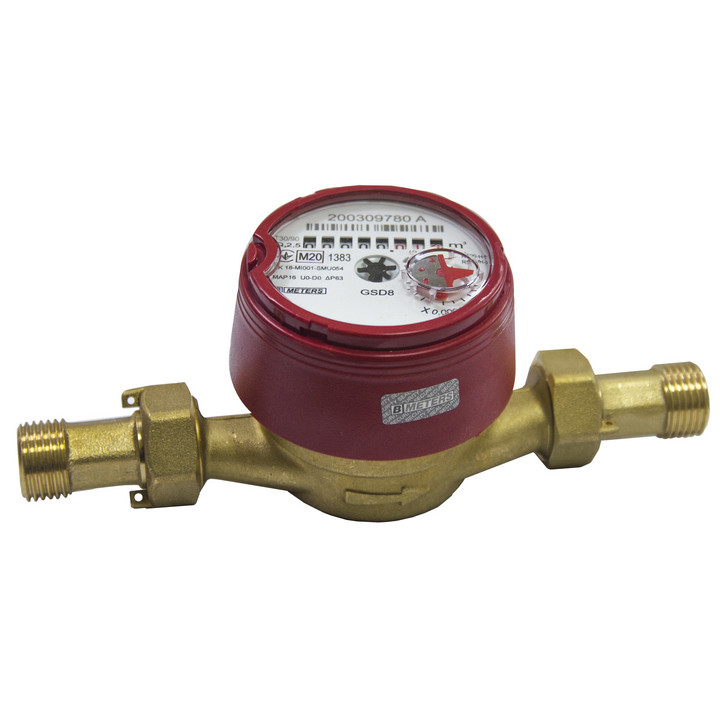 Лічильник B-Meters GSD8 1/2" (110) зі штуцерами для гарячої води, фото 1