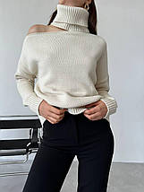 Жіночий светр машинного в'язання — чудова якість із вирізом на одне плече оверсайз Туреччина, фото 3
