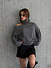 Жіночий светр машинного в'язання — чудова якість із вирізом на одне плече оверсайз Туреччина, фото 4