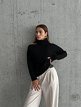 Жіночий светр машинного в'язання — чудова якість із вирізом на одне плече оверсайз Туреччина, фото 2