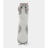 Мягкая плюшевая игрушка Длинный Кот Батон котейка-подушка 50 см. AU-120 Цвет: серый