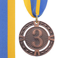 Медаль спортивная с лентой RAY 6,5 см Бронза