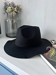 Стильний фетровий капелюх Федора з кільцями Чорний 55-58р (851)