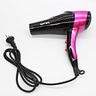 Фен професійний 2600 Вт для волосся Gemei GM 1766, Рожевий / Дорожній фен з дифузором, фото 6