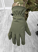 Тактические зимние перчатки олива на флисе softshell military ВСУ