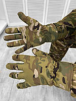Тактические зимние перчатки мультикам на флисе softshell military ВСУ