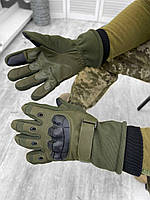 Тактичні зимові рукавички олива на флісі Enigma Lux military ЗСУ