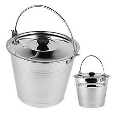 Відро 7 л. з нержавіючої сталі з кришкою, діаметр 26 см, висота 22 см