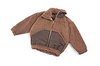 Детская куртка тедди с плащовкой коричневая 110