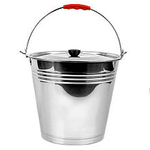 Відро 8 л. з нержавіючої сталі з кришкою, діаметр 28 см, висота 24 см