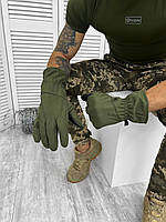 Тактичні зимові рукавиці олива на флісі софтшелл military ЗСУ