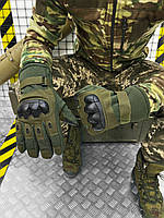 Тактические зимние перчатки олива на флисе с костяшками military ВСУ