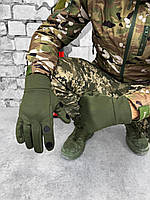 Тактические зимние перчатки олива с откидными пальцами military ВСУ