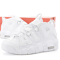 Кроссовки мужские и женские Nike Air More Uptempo white / Найк аир мор Аптемпо белые