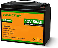 Аккумулятор Eco Worthy LiFePO4 12V 50Ah (640Wh) со встроенным BMS, 3000+ циклов