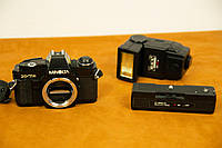 Фотоаппарат, плёночный, Minolta, X-7A, Фотовспышка, Blacks DM 360 BT